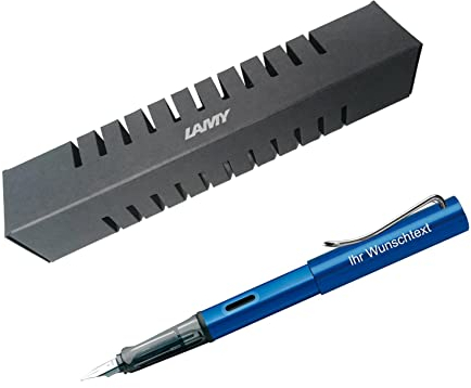 Lamy Füllhalter AL-star Modell 28, Feder B, Farbe dunkelblau, inkl. Laser-Gravur