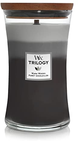 WoodWick Trilogy grande bougie jarre parfumée avec mèche Pluswick, Forêt ensoleillée