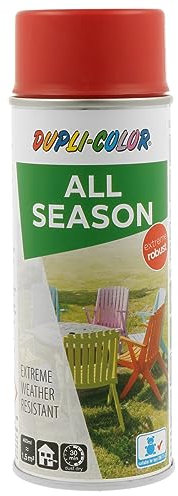 DUPLI-COLOR ALL SEASON RAL 3000 feuerrot matt 400 ml, hochwertiges Kunstharz-Farbspray, Schnelltrocknend, Wetterbeständig, Innen- und Außenanwendung