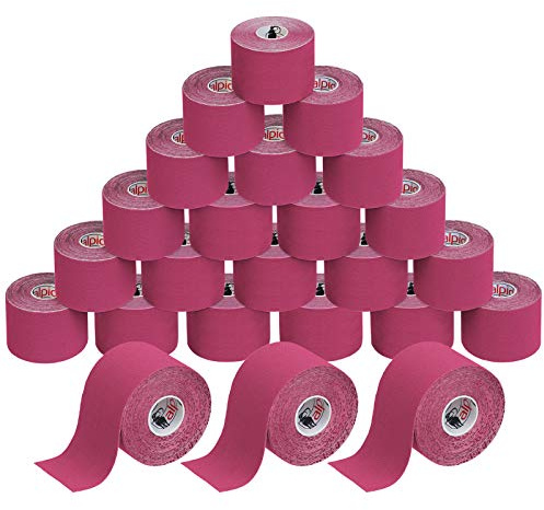 ALPIDEX Kinesiologie Tape Pink 24 Rollen 5 m x 5 cm Physio Sport Set | Physiotape, Muskeltape, elastisch, wasserfest, latexfrei, Baumwolle, Knie, Rücken, Nacken, Schulter, Handgelenk, Ellenbogen