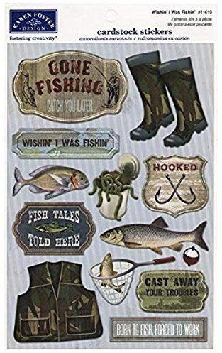 Karen Foster Design Acid and Lignin Free Scrapbooking Sticker Sheet, Wishin' I was Fishin'