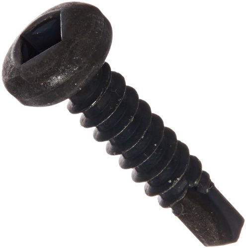Small Parts-0812KQPB Steel Self-Drilling Screw, Black Oxide Finish, Pan Head, Square Drive, #2 Drill Point, #8-18 Thread Size, 3/4 Length (Pack of 100)