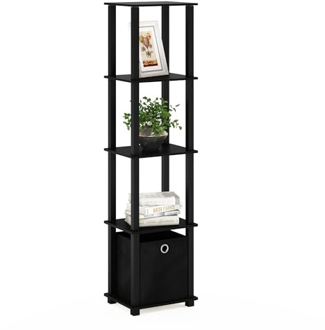 Furinno Scaffali senza Attrezzi, Legno, Black/Black Bin, 4