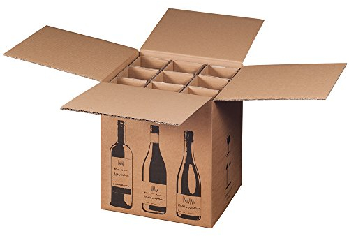 5x Flaschenversandkarton Weinkarton für 9 Weinflaschen (PTZ Zertifikat - DHL/UPS)