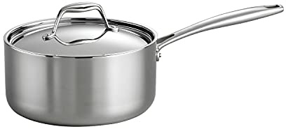 Tramontina Signature Tri-Ply Clad Stainless Steel 3-Quart Sauce Pan with Lid, Induction-Ready, Dishwasher-Safe, NSF-Certified, Made in Brazil