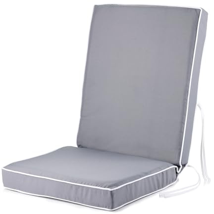 Alfresia Garden Chair Cushion with Back Thick Padded Seat Pad | 10cm foam filling with secure ties and easy clean water resistant polyester cover