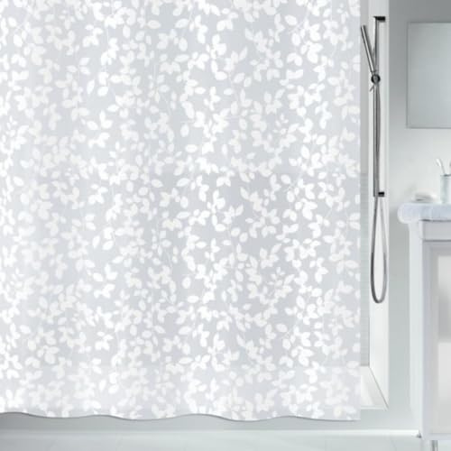 Spirella Anti-Schimmel Duschvorhang - Anti-Bakteriell, waschbar, wasserdicht, Peva, „Blatt“ 180x200cm Weiß