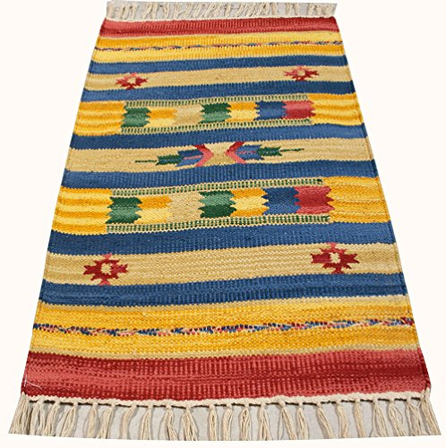 Galleria Farah1970 - CM 60x40 Kilim Autentico, Originale e Fatto a Mano Ideale per Scendiletto, Entrata, Il Bagno e la Cucina e Multi Uso (Lavabile in Lavatrice) …