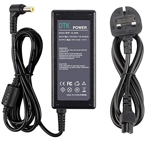 DTK 19V 3.42A 65W Laptop Charger for Acer Notebook Computer PC Power Cord Supply Lead AC Adapter Aspire Extensa TravelMate TimelineX series, Connector: 5.5 x 1.7mm