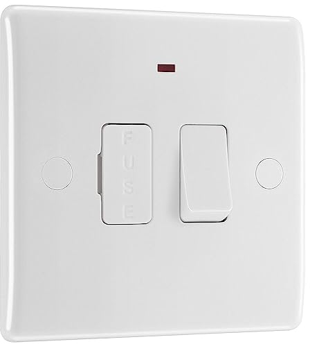BG Electrical Switched Fused Connection Unit with LED Power Indicator, Fused Spur Switch, Round Edge, Nexus 800 Series, White Moulded, 13A, 852