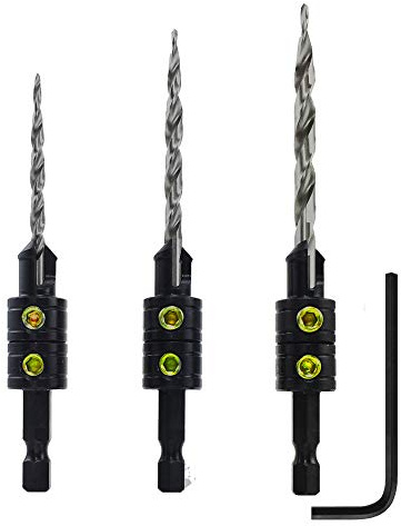 Snappy 3pc Tapered Drill Bit Countersink Set Made in USA Large Set Screws Quick
