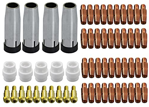 RIVERWELD 24KD MIG MAG Kontaktdüsen M6 1,0mm 140.0242 0,8mm 140.0051 59st | Kontaktspitzen .040 &.030 mit konische Düse 145.0080 Halter 142.0003 Kit für MB24 Co² MIG MAG 59 Stk