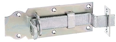 Alberts 117047 Schlossriegel | gekröpft, mit flachem Griff und befestigtem Schließblech | galvanisch verzinkt, dickschichtpassiviert | Platte 140 x 52 mm