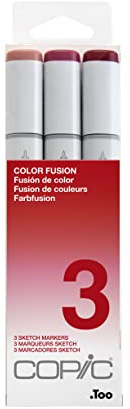 COPIC Sketch Marker Set Color Fusion 3, 3 Farben, professionellee Pinsel-Marker mit einer flexiblen und einer mittelbreiten Spitze