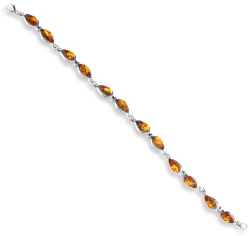 InCollections Damen-Armband 925/000 Sterlingsilber mit Bernstein, cognacfarben 0020214014890