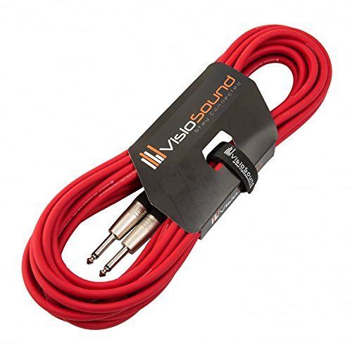 Guitar Lead 6.35mm 1/4 Mono Jack to Jack Instrument Cable (Red, 10m) | Noiseless OFC Instrument Patch Cable for Electric Guitar, Bass, Amp, Mixer, Keyboard, Pedal, Studio / 6 Colours