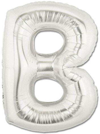Ballongbokstav B i silver – XXL jättebokstav 100 cm – för födelsedag årsdag & co – party present dekoration folieballong ballong namn ord (bokstav B)