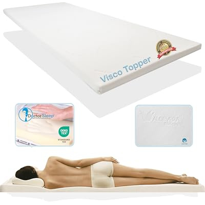Pyramidenkönig 5cm Viscoelastische Matratzenauflage mit Bezug Milano Härte 3 Visco Auflage Topper Memory Matratze Gelschaum (90 x 200 cm)