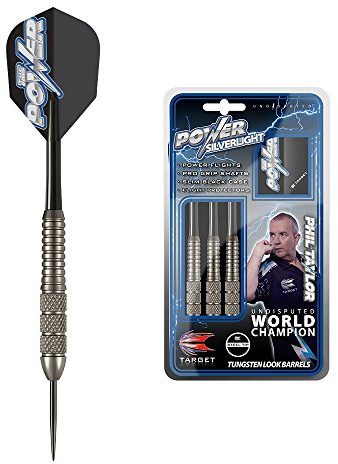 Target Darts 200250 Power Silverlight, Dart med stålspets, silver, 22 g