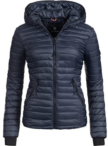 Navahoo Damen leichte Übergangsjacke Steppjacke mit Kapuze Kimuk | Länge: hüftlang | Wärmegrad 2 von 3 – für die Übergangszeit | wasserabweisend | gefütterte Kapuze