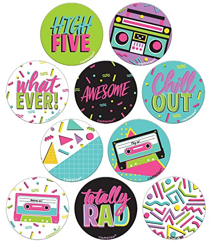 Awesome Party Buttons - 1.69 x 1.69 (Pack of 10) - Colorful Assorted Design Metal Pins - Unique and Fun Accessory for Events and Celebrations