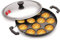 TOSAA 12 Cavity Appam Patra Side Handle with Lid, 23 cm, Black