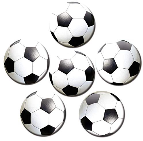 Kühlschrankmagnete Fußball 6er Deko Geschenk Set Magnete lustig für Fußballer Kinder Jungs Männer stark groß 50mm rund Schwarz Weiß