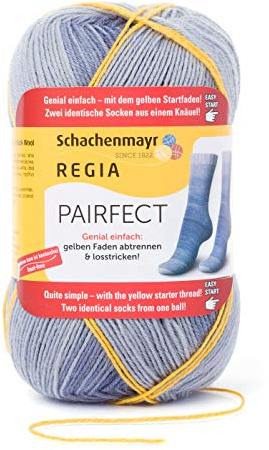 REGIA 4-fädig Pairfect 9801613-07096 denim Handstrickgarn, Sockengarn, Identische Socken stricken, 100g Knäuel