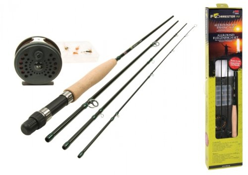 DAM Forrester Fly Set 2,75 m zum Fliegenfischen mit Rute, Rolle, Schnur, Fliegen