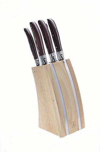 Laguiole 5 couteaux dans le bloc de bois.