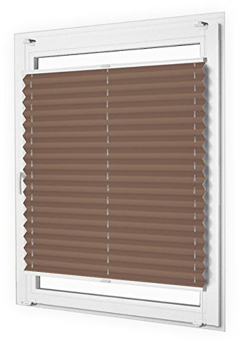 Sun World Plissee nach Maß, Klemmfix, ohne Bohren, deutsche Wertarbeit, 25 Farben (Farbe: Braun, Höhe: 20-80cm, Breite: 20-50cm)