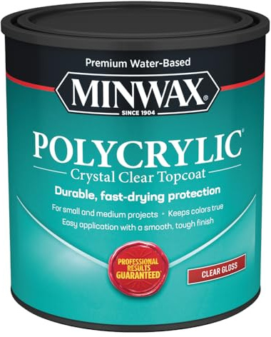 Minwax 65555 Clear Polycrylic Water-Based Protective Finish Gloss, Quart, 1 Quarts (Pack of 1)