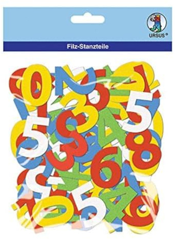Ursus 20310099 - Filz Stanzteile, Zahlen, 150 g/qm, 120 Zahlen, aus Bastelfilz, selbstklebend, in 5 verschiedenen Farben, ideal zum kreativen Basteln und Gestalten
