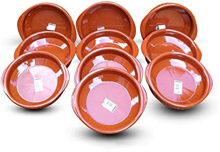Set of 10 Spanish Terracotta Tapas Dishes/Cazuelas - 18cm Diameter