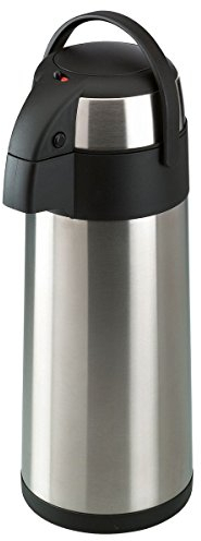 axentia Airpot en Plata, Pump Tetera de Acero Inoxidable, Jarra térmica con Doble Pared, – Termo con Bomba y Cuerpo irrompible, Pump de Jarra de café con asa, Volumen: Aprox. 5 L