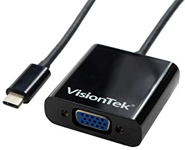VisionTek USB C 3.1 to VGA Adapter, Male to Female, for iPad Pro, MacBook Pro, Chromebook, Lenovo, Dell, HP, Desktop Graphics and More (900818)