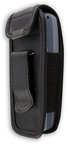 caseroxx Leather-Case with belt clip compatible with Nokia 3100 und 3120 made from genuine leather, Pouch with belt clip and viewing window in black