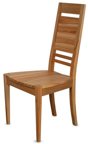 Esszimmerstühle 2er Set Kernbuche massiv Bio-geölt, Natur CH03 | Bis 130 kg belastbar, fertig montiert, 100% Massivholz Kernbuche, Vollholz, Landhausstil, Hochlehner, Küchenstühle