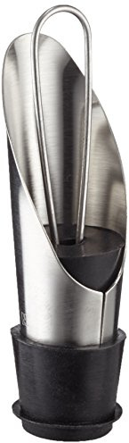 Fackelmann Weinausgießer mit Verschluss, Weinausschenker aus Edelstahl, Ausgießer mit Weinverschluss (Farbe: Silber/Schwarz), Menge: 1 Stück