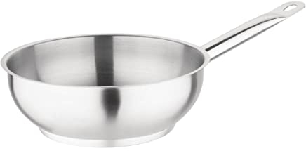 Vogue M947 - Padella in acciaio inox, 200 mm, per cottura a induzione, colore: argento