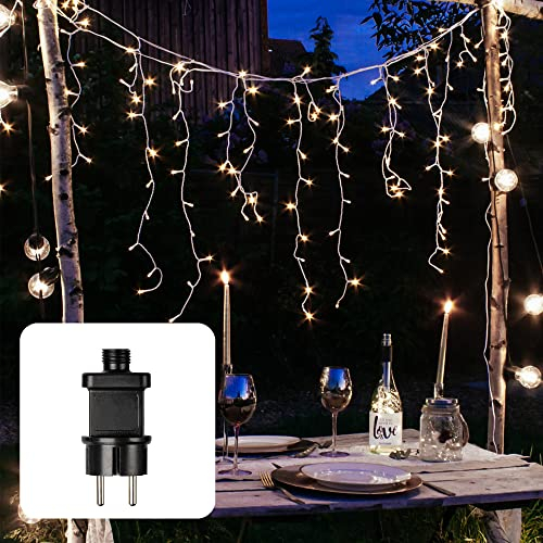 hellum Lichterkette Außen, LED Eislichtvorhang, Lichtervorhang 4x0,67m beleuchtet, 180 LED Lichterkette Außen Weihnachten mit weißem Kabel und 10m Zuleitung, Weihnachtsbeleuchtung <59lm, 565171
