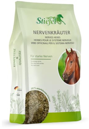 Stiefel Nervenkräuter für Pferde, 100% naturbelassene Kräutermischung, kann in Belastungssituationen & Nervosität unterstützen, mit Pfefferminz, Lavendel, Kamillen & Melisse, 1kg