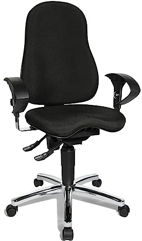 Topstar SI59UG20, Sitness 10 ergonomisk kontorsstol, skrivbordsstol, inklusive höjdjusterbara armstöd, täckt svart