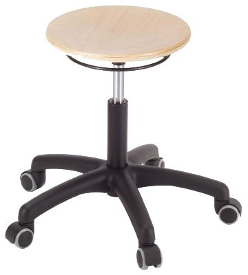Mey MeyChairSystems Arbeitshocker mit Gasfederhöhenverstellung, mit Rollen, Sitzfläche aus Bucheschichtholz, Sitzhöhe: 420-550 mm