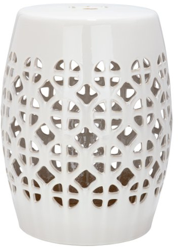 Safavieh Castle Gardens Collection Circle Lattice White Ceramic Garden Stool