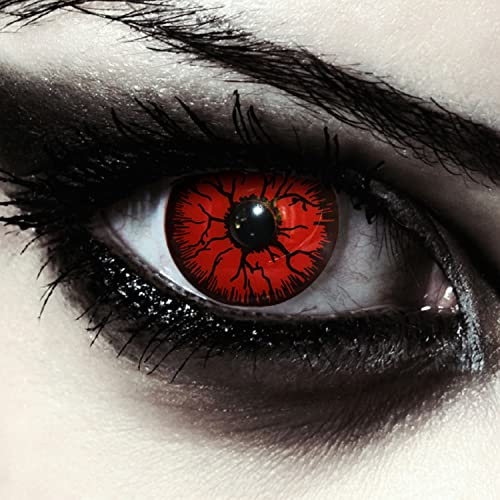 DESIGNLENSES, Farbige rote Halloween Monster Kostüm Kontaktlinsen ohne Stärke weiche Vampir Farblinsen, 2 Stück, Red Monster