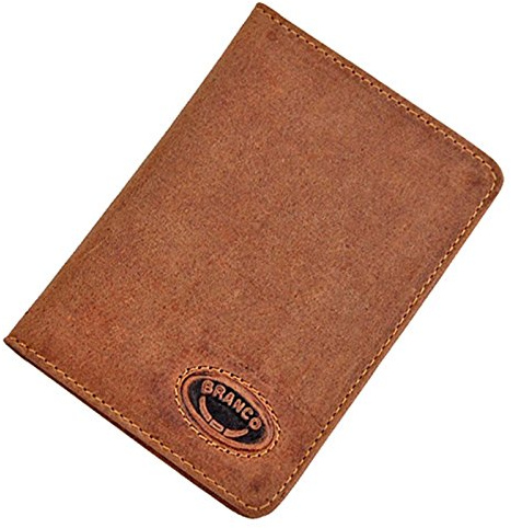 Branco Ausweisetui echt Leder Ausweismappe Ausweishülle Etui herausnehmbare PVC-Dokumentenhülle (Hellbraun)