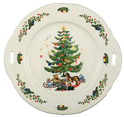 Seltmann 001.295083 Traditional Porzellan Kuchenplatte mit Griff, Eckig mit Relief, Marieluise Elfenbein Dekor, Grün, 27cm Length, 26cm Width | achten