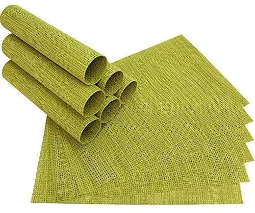 matches21 mesa Elegance – Set de manteles individuales – Juego de 12 verde claro tejido de plástico 45 x 30 cm