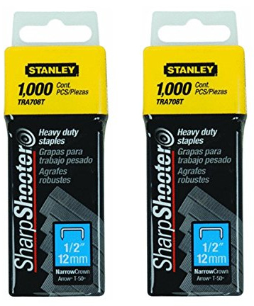 TRA708T Sharpshooter 1,000 1/2 12MM steel narrow crown staples T-50 (2 Pack)